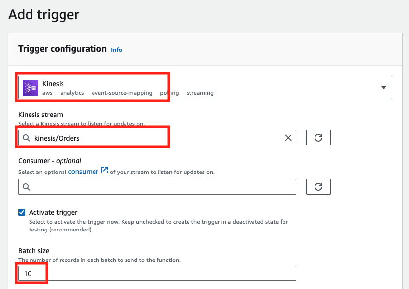 AWS Lambda function console